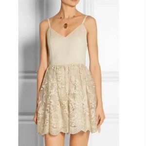 Alice + Olivia Beige Antique Gold Lace Julianne Ballerina Dress Size 12 NWT